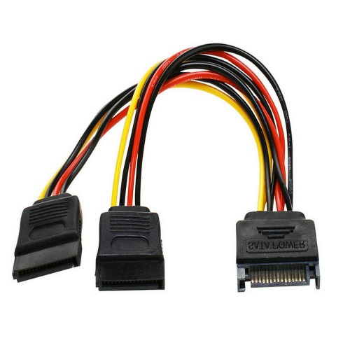 SATA Power Y Splitter Cable 2 Pack 15 Pin SATA Power Splitter Cable Adapter SATA 15 Pin Male to Dual Female Power Y- Cable 7 Inche - SATA Power Y Splitter Cable