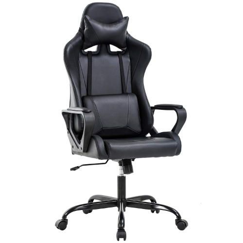 Office Chair Gaming Chair Desk Chair Ergonomic Racing Style Executive Chair with Lumbar Support Adjustable Stool Swivel Rolling Computer Chair for Women,Man - Black Regular
