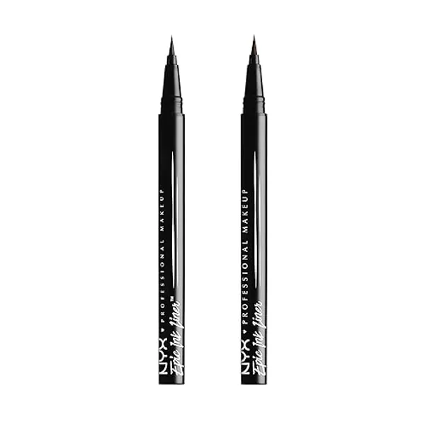NYX PROFESSIONAL MAKEUP Epic Ink Liner, Waterproof Liquid Eyeliner - Black (Pack Of 2), Vegan Formula - 01 Black - 1 Count (Pack of 2)