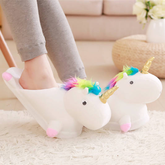 Abigail - Cozy Unicorn Winter Slippers - White