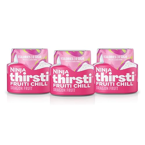 Ninja Thirsti Flavored Water Drops, FRUITI CHILL Dragon Fruit, Bold Fruit Flavor, Sparkling or Still, Zero Calories, Zero Sugar, Makes 17, 12oz drinks, 3 Pack, WCFDGFTAM - Dragon Fruit