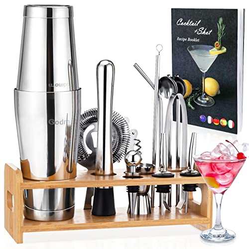 Godmorn Cocktail Making Set 16 Pcs, 600/450ML Boston Shaker Set - 16Pcs