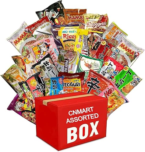 CNMART World Instant Noodles Ramen Variety Bundle & Chopsticks - Korean, Japanese, Thai, Vietnamese Different Assorted Flavours (Pack of 20)