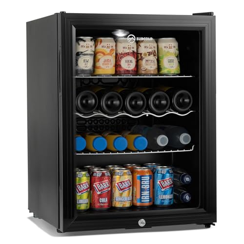 Subcold Super65 LED - Table-Top Fridge | 65L Beer, Wine & Drinks Fridge | LED Light + Lock & Key | Energy Efficient (Black) - Black