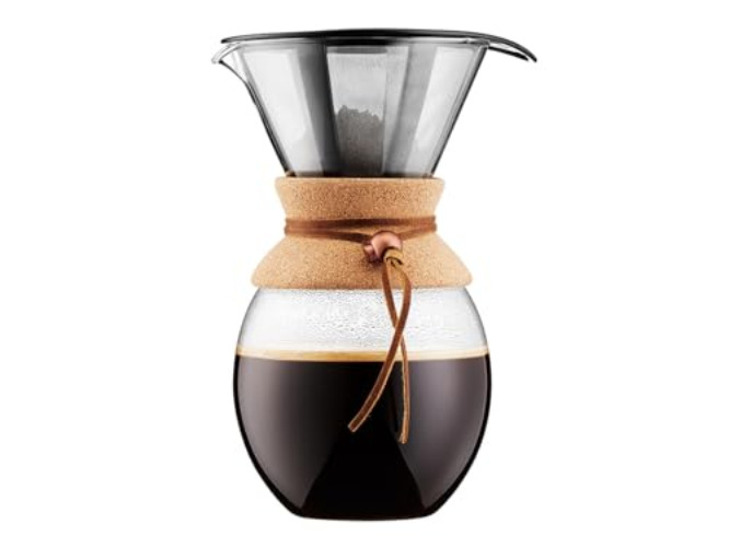 BODUM 11593-109 Pour Over Coffee Maker with Permanent s/s Filter, 12 Cup, 1.5 l, 51 oz, Cork, Glass, 1.5 liters - Cork - 51 Ounce