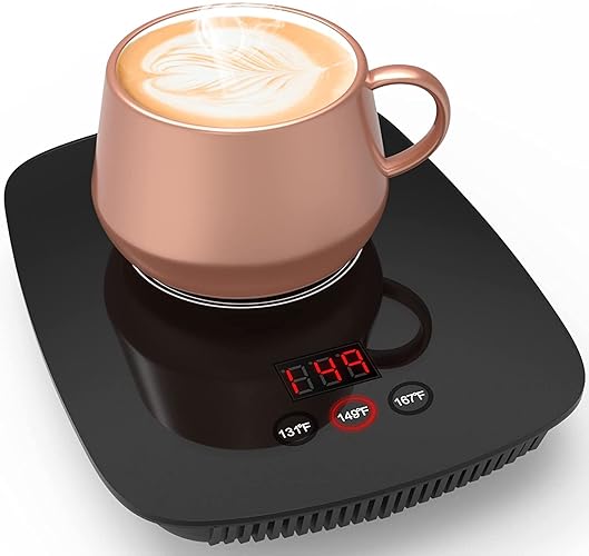 Mug Warmer-Coffee Warmer Auto Shut off for Office home Desk Use, 25 watt Electric Beverage Warmer With 3 Temperature Settings 131℉ 149℉ to 167℉,Plate For Coffe Cocoa Tea Water Milk(Not include cup) - Black