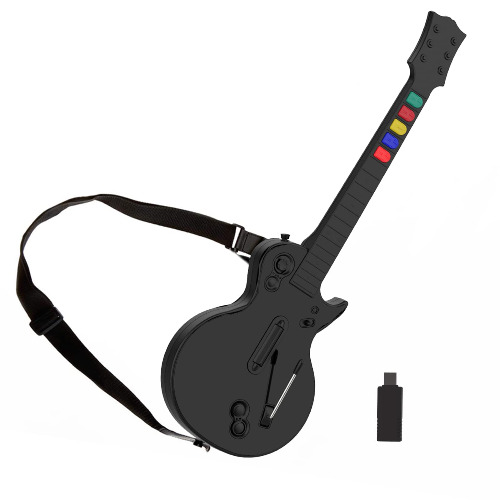 NBCP PC Guitar Hero Controller, Wireless PS3 Guitar Hero with Dongle for PC,Playstation 3 Guitar Hero Rock Band Would Tour Clone Hero Games - Black - Black