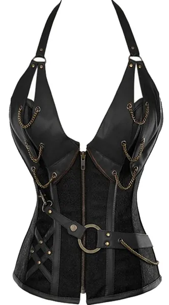Alivila.Y Fashion Womens Steel Boned Retro Goth Steampunk Corset - Small Black