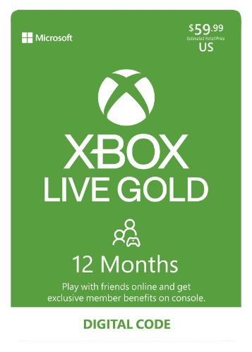 Xbox Live Gold: 12 Month Membership [Digital Code]