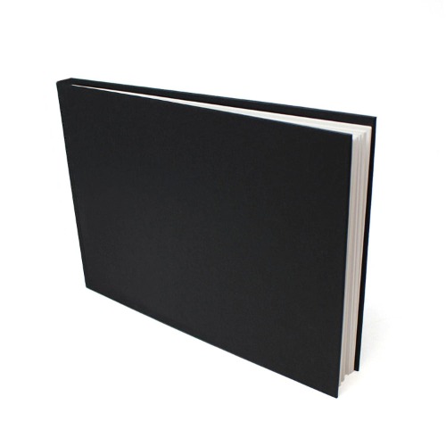 Artway Studio inbunden skissbok - 92 sidor (46 sidor) med 170 gsm papper - inbunden skissbok, svart, A4-landskap
