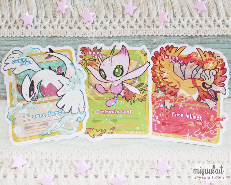 SHINY Johto Legend Stickers • 8cm Star Holographic Stickers