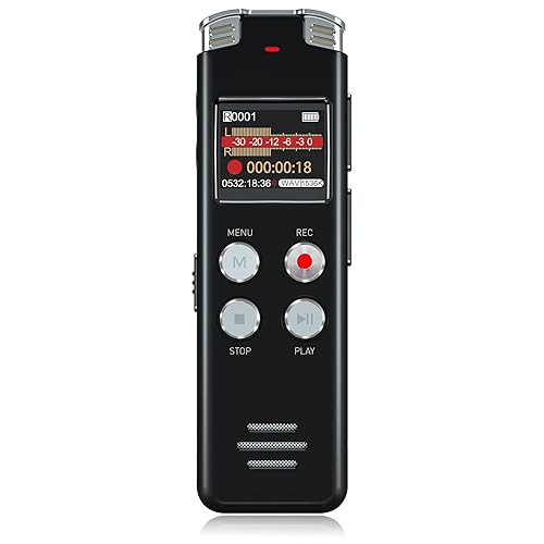 128GB Digital Voice Recorder with Playback: Voice Activated Recorder for Lectures Meetings Interviews - EVISTR Dictaphone Recording Device Tape Recorder Portable Mini, Audio Recorder with USB, MP3