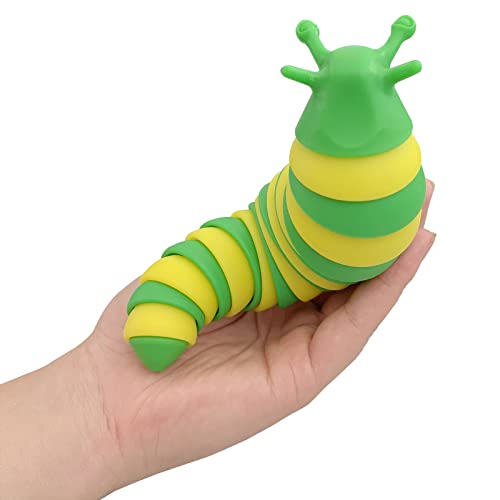 Slug Fidget , 3D Sensory Slug Fidget Toy, Articulated Slug Fidget Toy, Relief Slug Toys, Best Christmas Holiday Birthday Gifts for Toddler,Baby,Kids,Boys&Girl - Greenyellow