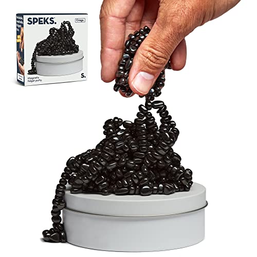Speks Crags Ferrite Putty, Over 500 Ferrite Stones in a Matte Metal Tin, Seriously Satisfying Fidget Toys for Adults and Desk Toys for Office - White Tin - Small