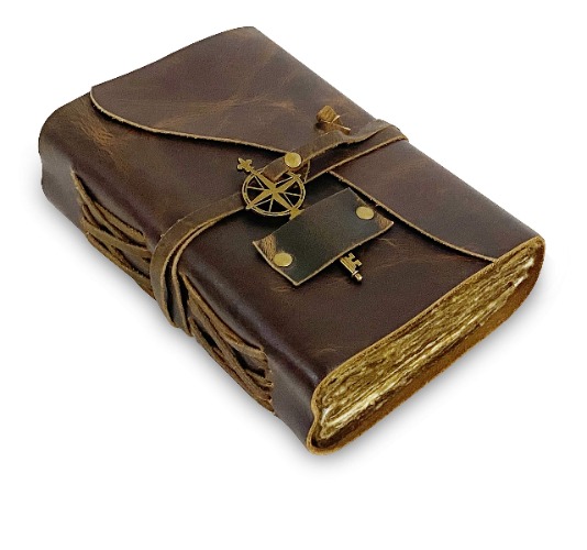 Vintage Leder Journal - Antikes Handgefertigtes Notizbuch mit Büttenrand-Papier- Perfekt zum Schreiben, Tagebuch für Erwachsene, Reisetagebuch zum Selberschreiben, Organizer – 15.5x22.5 cm - Braun 6"x9" (15,2x22,9 cm)