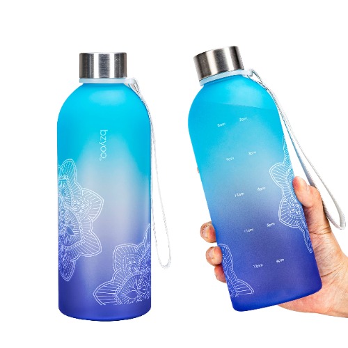 bzyoo 1L Frosted Water Bottle - Ombre Blue