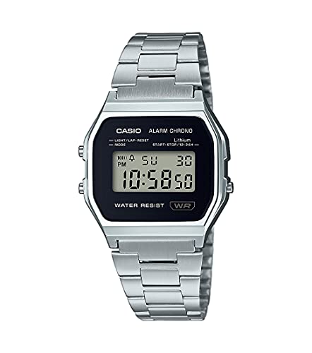 Casio Collection Unisex Retro Armbanduhr A158WEA - Silber/Schwarz
