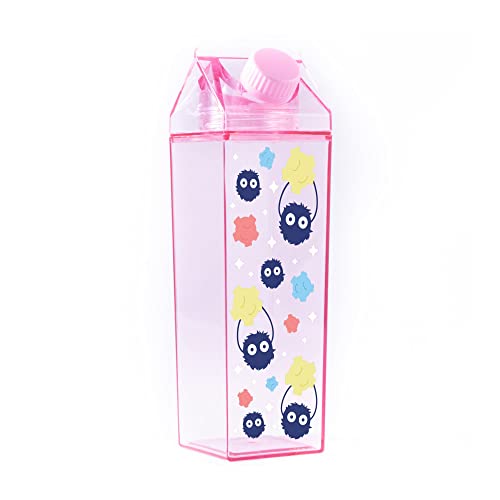 TEESANDTANKYOU Soot Sprites Milk Carton Water Bottle 500ml 16.9oz Pink - Pink