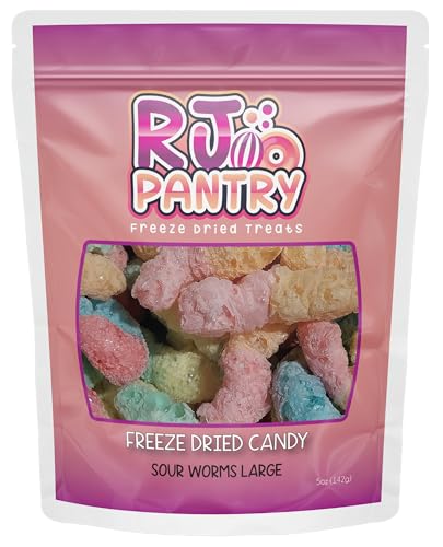 FD Pantry Freeze-Dried Sour Gummy Worms - Tart & Tangy, Crunchy Texture, 5 oz Snack Treat Gift (Sour Worms) - Sour Worms