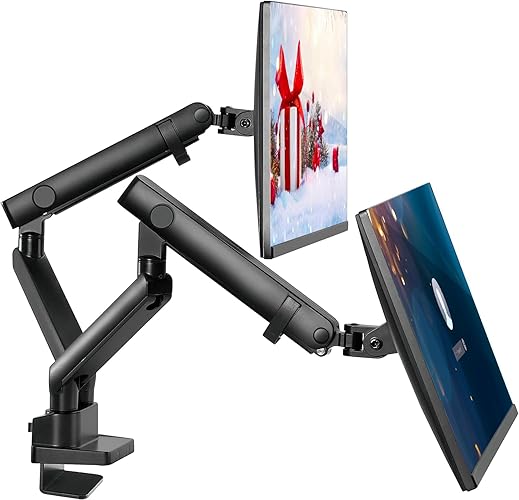 Dual Monitor Arm, Dual Monitor Mount, Dual Monitor Desk Mount up to 32 Inch Computer Screens, Dual Monitor Stand VESA Mount, Monitor Mount & Monitor Arms for 2 Monitors, Computer Monitor Arms in Black - Dual Monitor Arm 32"