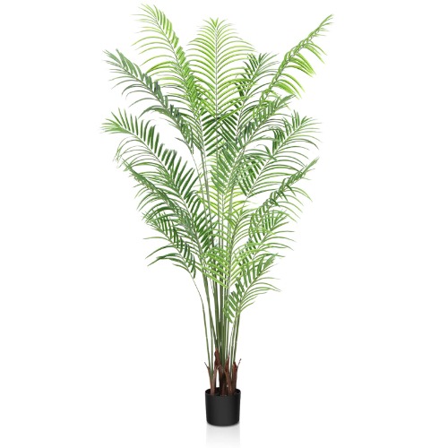 CROSOFMI Artificial Areca Palm Plant 6.5Feet Fake Tropical Palm Tree, Perfect Faux Dypsis Lutescens Plants in Pot for Indoor Outdoor House Home Office Garden Modern Decoration Housewarming Gift - 1 6.5 Feet