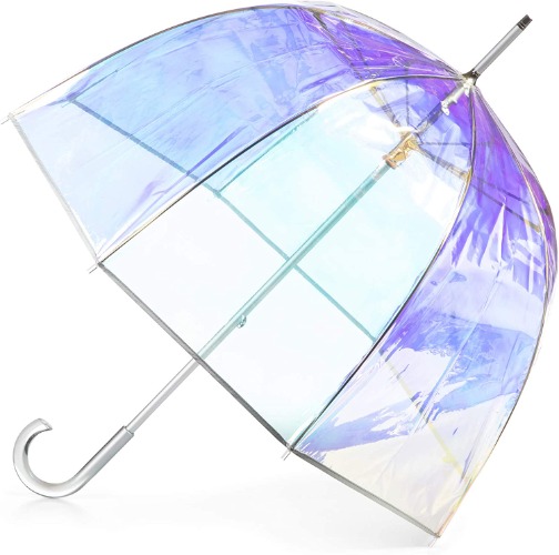 totes Women's Signature Clear Bubble Umbrella, Iridescent - Iridescent