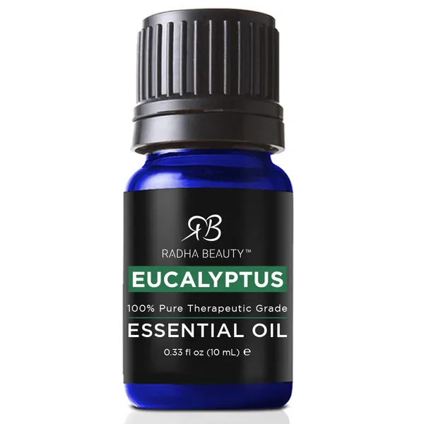 Radha Beauty Eucalyptus Essential Oil 10ml - 100% Pure & Therapeutic Grade, Steam Distilled for Aromatherapy, Relaxation, Shower, Sauna, Bath, Steam Room, Pain Relief, Congestion, Stress Relief…