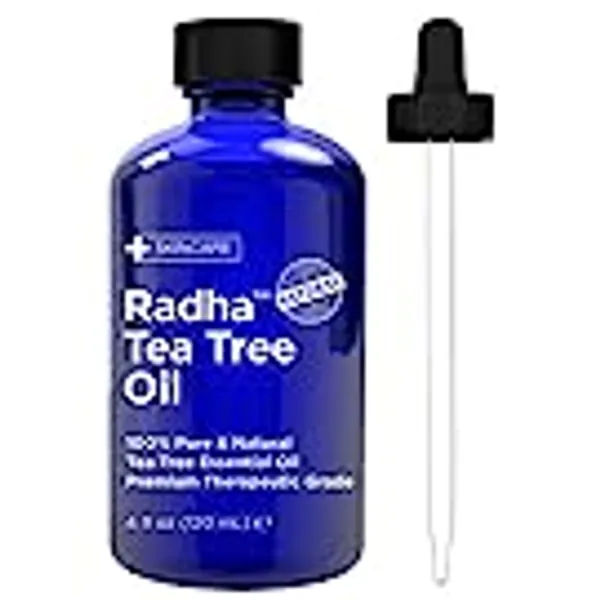 Radha Beauty Australian Tea Tree Essential Oil 4 oz. - 100 Percent Pure & Natural Therapeutic Grade - Great with Soaps, Shampoo, Body Wash, Aromatherapy for Nail Care, Scalp, Aromatherapy and Diffuser.