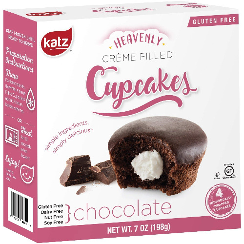 Katz Gluten Free Snacks Chocolate Crème Filled Cupcakes | Dairy Free, Nut Free, Soy Free, Gluten Free | Kosher (1 Pack of 4 Crème Cupcakes, 7 Ounce) - 7 Ounce (Pack of 1)