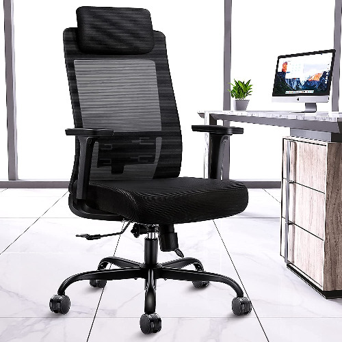 Ergonomic Office Chair Computer Desk Chairs - Mesh Home Office Desk Chairs with Lumbar Support & 3D Adjustable Armrests (High Back) - 