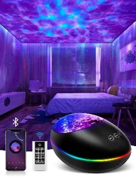 Mubarek Galaxy Projector, Skylight Ocean Wave Galaxy Light for Adults Kids Bedroom, Star Projector Night Light with White Noise, Timer, Bluetooth Speaker, Cool Light Sensory Aesthetic Room Decor Lamp