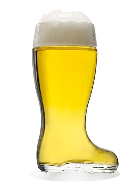 STÖLZLE LAUSITZ Bierstiefel 1 Liter I formschöne Biergläser I spülmaschinenfest I edles bleifreies Kristallglas I sehr bruchresistent I hochwertige Gläser I Stiefel-Glas groß