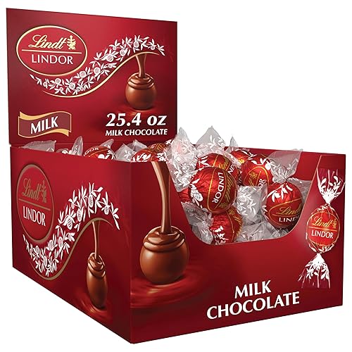 Lindt LINDOR Milk Chocolate Candy Truffles, Milk Chocolate with Smooth, Melting Truffle Center, 25.4 oz., 60 Count - Ball - 1.6 Pound (Pack of 1)