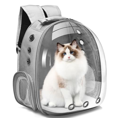 LONENESSL Cat Carrier Backpack, Pet Carrier Backpack Front Pack for Small Medium Cat Puppy Dog Carrier Backpack Bag Space Capsule, Pet Carrier for Travel, Hiking and Outdoor Use(Gray) - Gray