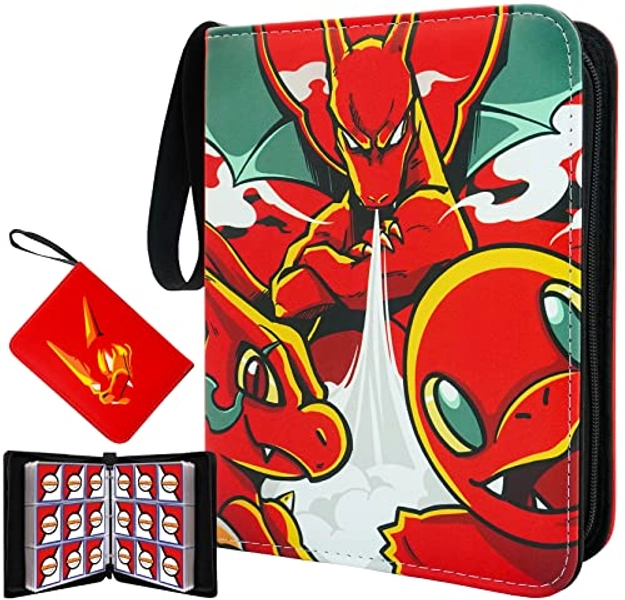 CHELSOND Card Binder for Cards, 9-Pocket Portable Card Collector Album Holder Book Fits 720 Cards with 40 Removable Sleeves, Trading Card Binder Display Storage Carrying Case for TCG - Dragon - Dragon - 720 cards