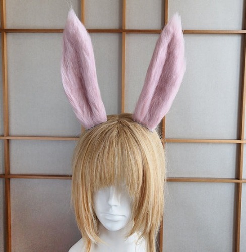 Soul Snatch | FFXIV Viera cosplay handcrafted bunny rabbit ears FF 14 - Light Pink (Silver Hairband)