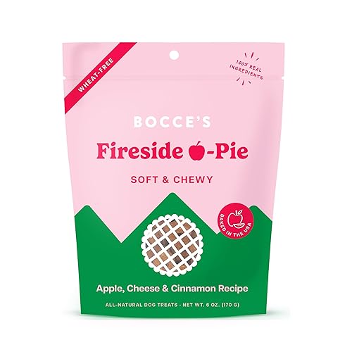 Bocce's Bakery Fireside Apple Pie Treats for Dogs, Wheat-Free Everyday Dog Treats, Made with Real Ingredients, Baked in The USA, All-Natural Soft & Chewy Cookies, Apples, Cheese & Cinnamon, 6 oz - Fireside Apple Pie - 6 Ounce (Pack of 1)