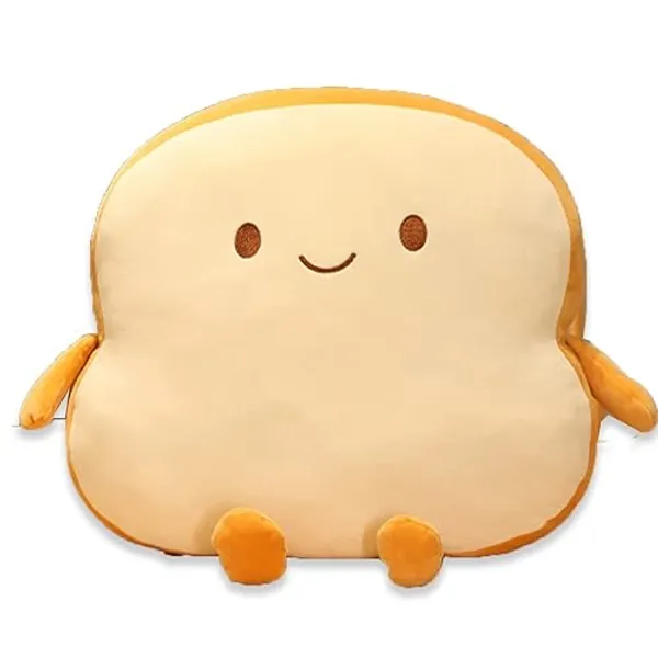 17“Toast Bread Pillow Funny Food Plush Toy Pillows Small Cute Stuffed Plush Toast Sofa Pillow for Kids Adults Gift Home Bed Room Decor (Toast Bread,Golden) …