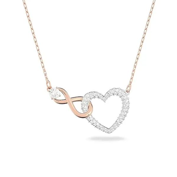 Swarovski Infinity Heart Jewelry Collection, Necklaces and Bracelets, Rose Gold & Rhodium Tone Finish, Clear Crystals - Pendant Necklace