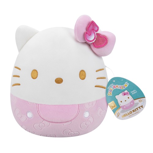 Squishmallows SQSN00920 – Hello Kitty med rosett, 20 cm, 50-årig årsdag, officiell jazwares-plysch