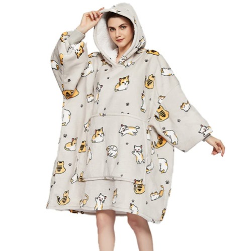 Överdimensionerad tröja med huva,Original Blanket Sweatshirt,Supermjuk mysig varm, bekväm jättetröja,Lämplig tröja med huva för vuxna, män, kvinnor, tonåringar - Katt.K