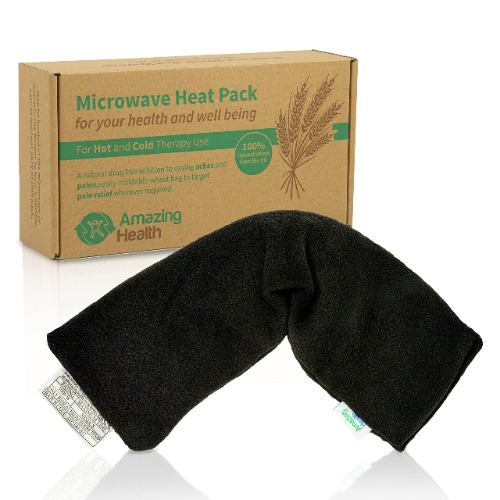 Amazing Health Unscented Microwave Wheat Bag - UK Made - NON Scented - Luxury Black Fleece, Made In UK, Hot & Cold Pack, Gift Boxed