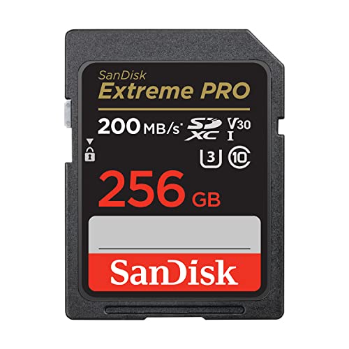 SanDisk Tarjeta SDXC Extreme PRO de 256 GB + RescuePRO Deluxe, hasta 200 MB/s, UHS-I, Clase 10, U3, V30 - UHS-I V30 - 256 Go