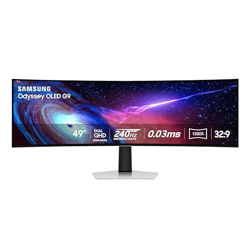 SAMSUNG 49" Odyssey G93SC Series OLED Curved Gaming Monitor, 240Hz, 0.03ms, Dual QHD, DisplayHDR True Black 400, FreeSync Premium Pro, Height Adjustable Stand, 3 Year Warranty, LS49CG932SNXZA, 2023 - 49-inch OLED G9 - Curved - Dual QHD, 240Hz, .03ms G2G