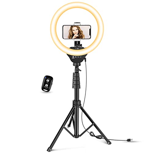 Aureday 12” LED Ring Light with Stand and Phone Holder, Video Light 3000K-6000K Dimmable Selfie Ringlight for YouTube Video/Live Stream/Makeup - Nature Light