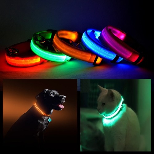 LED PET Safety Halo Style Collar - BLUE / SMALL