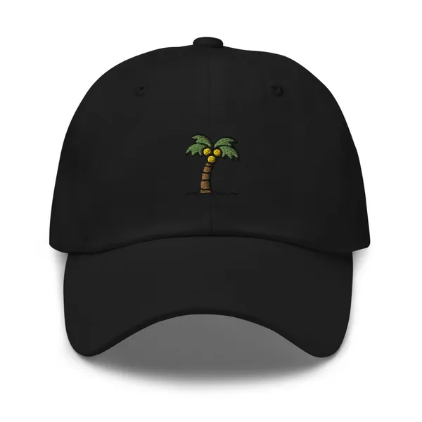 Coconut Tree Embroidered Dad hat by ICONSPEAK - Black