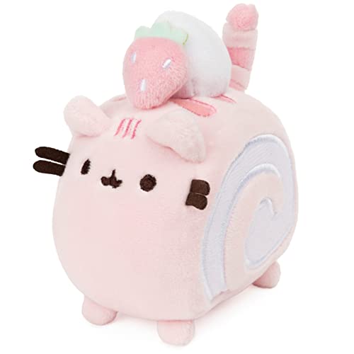 GUND Roll Cake Pusheen Sweet Dessert Squishy Plush Stuffed Animal Cat and Satisfyingly Stretchy Fabric, for Ages 8 and Up, Pink and Purple, 4”