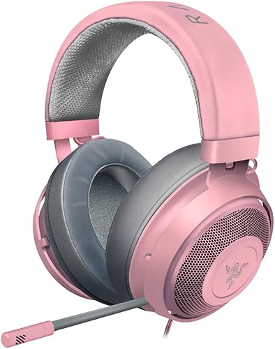 Razer Kraken - Cross-Platform Wired Gaming Headset (Custom Tuned 50 mm Drivers, Unidirectional Microphone, 3.5 mm Cable with in-line Controls, Cross Platform Compatible) Quartz Pink - Kraken - Quartz
