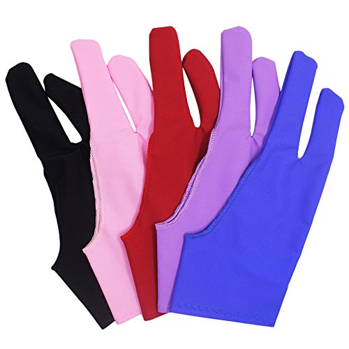 SENHAI 5 PCS Artist Glove for Drawing Tablets, 5 Colors Free Size Gloves for Graphic Tablet Left or Right Hand - Blue, Pink, Black, Purple, Red - 5 colors - Sapphire Blue, Pink, Black, Purple, Red